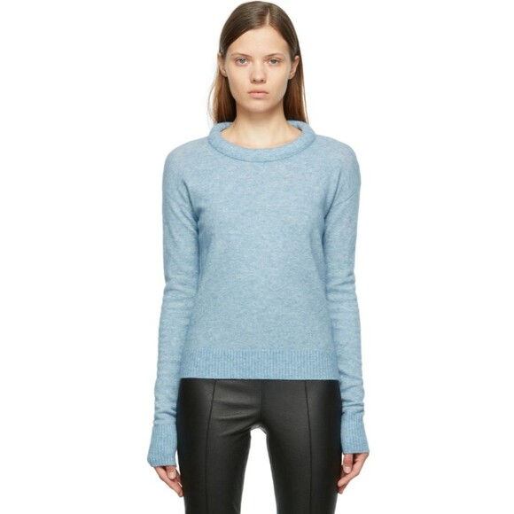 Helmut Lang Sweater Womens sz S Padded Neck Pullover Wool Blend Light Blue $345 - Picture 1 of 12
